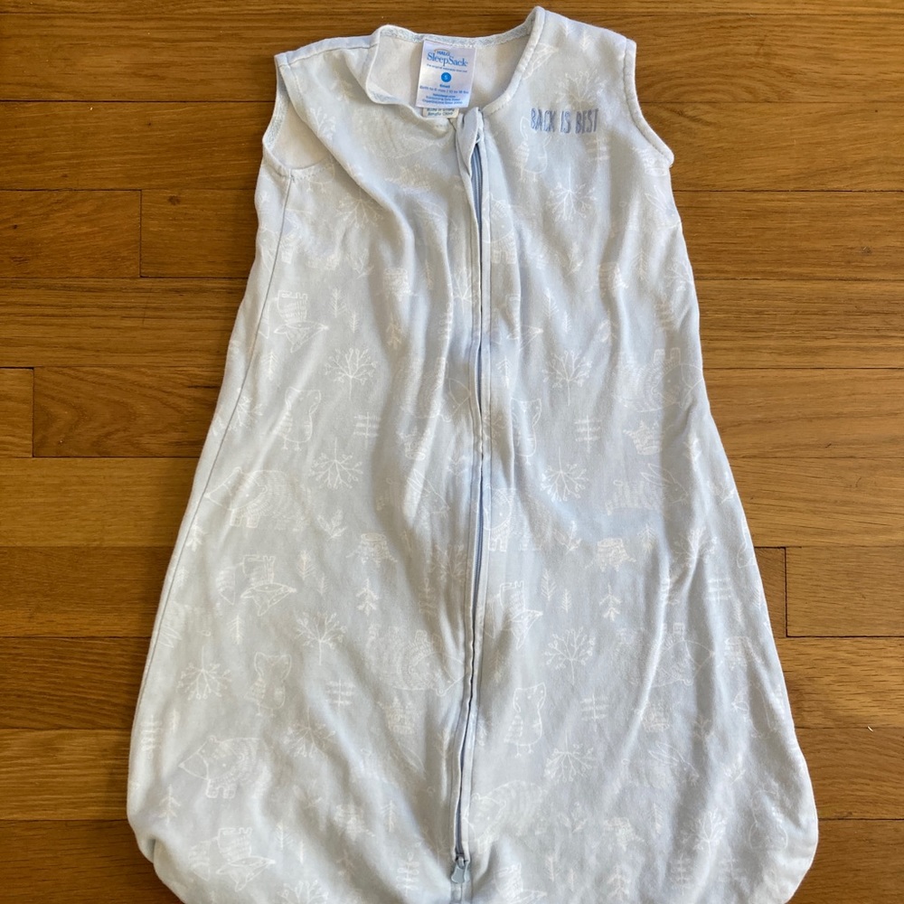 Halo SleepSack wearable blanket, size Small, light blue woods